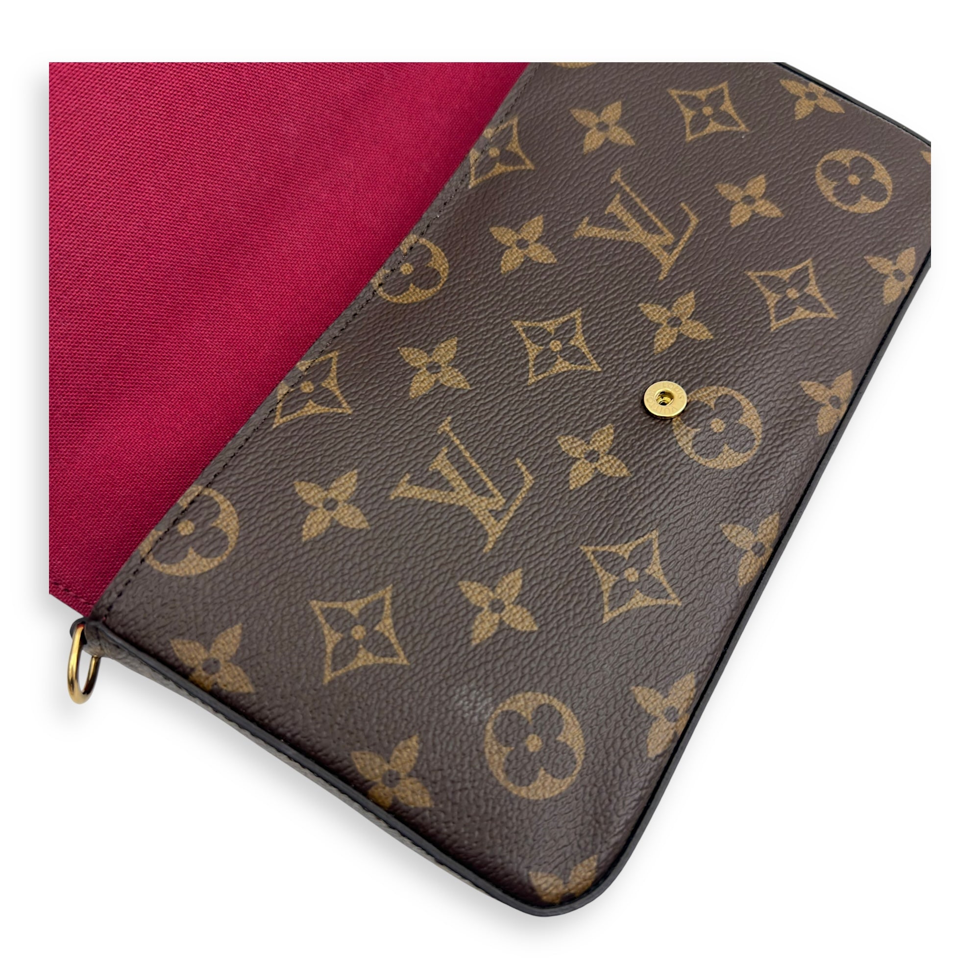 Felicie Wallet On Chain Brown in Monogram Coated Canvas, Gold hardware