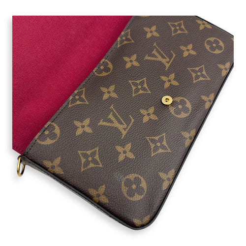 Felicie Wallet On Chain Brown in Monogram Coated Canvas, Gold hardware