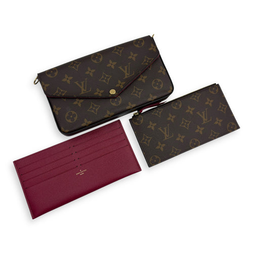 Felicie Wallet On Chain Brown in Monogram Coated Canvas, Gold hardware
