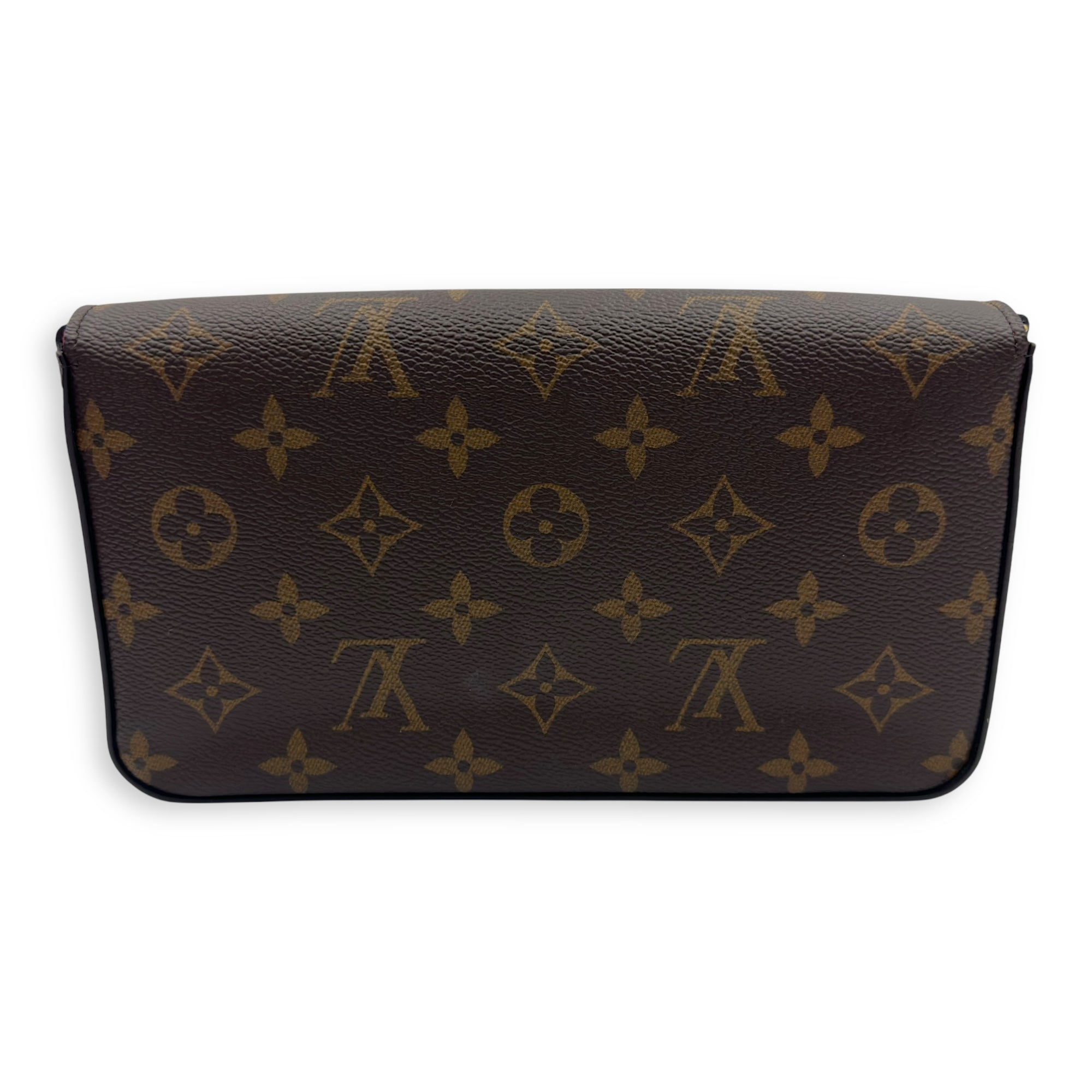 Felicie Wallet On Chain Brown in Monogram Coated Canvas, Gold hardware