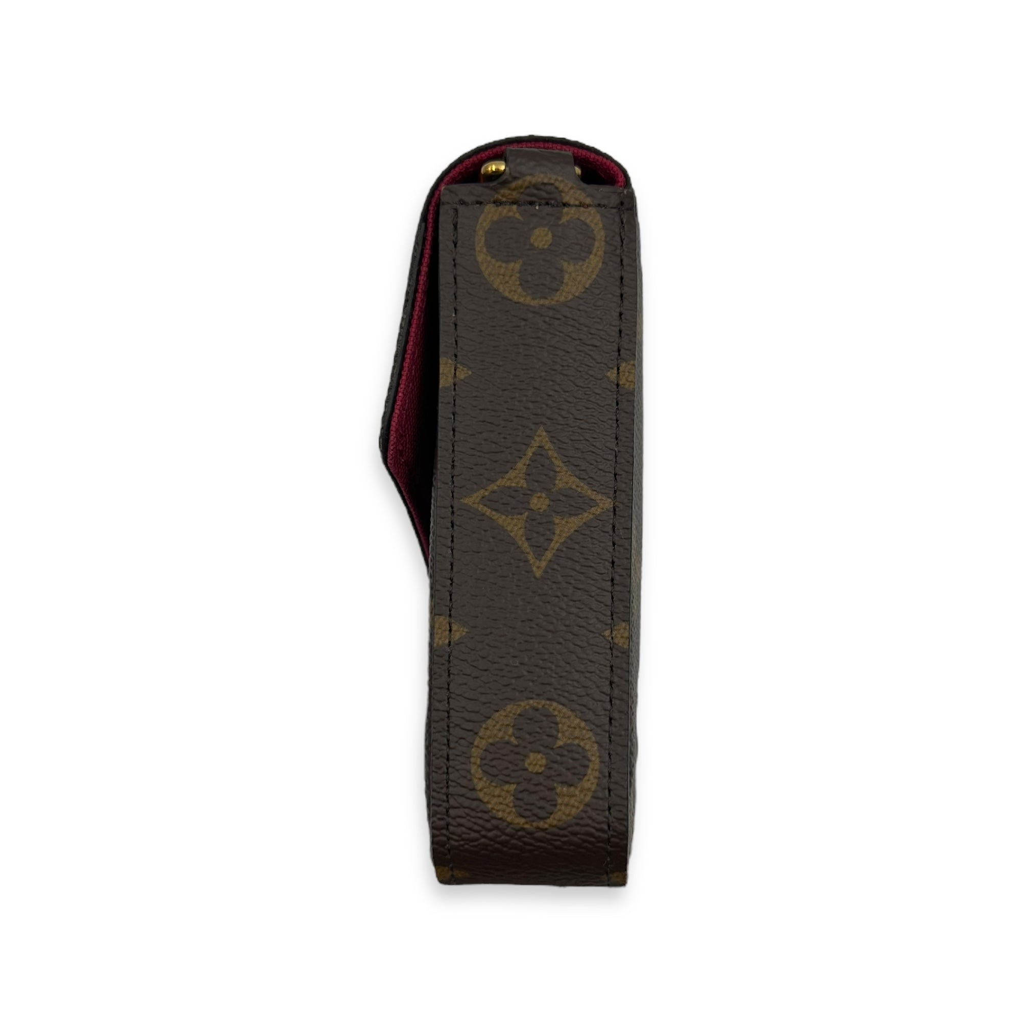 Felicie Wallet On Chain Brown in Monogram Coated Canvas, Gold hardware