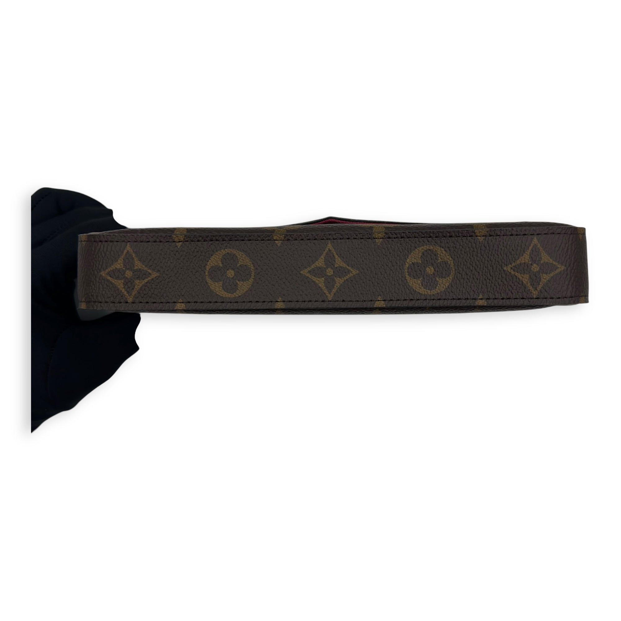 Felicie Wallet On Chain Brown in Monogram Coated Canvas, Gold hardware