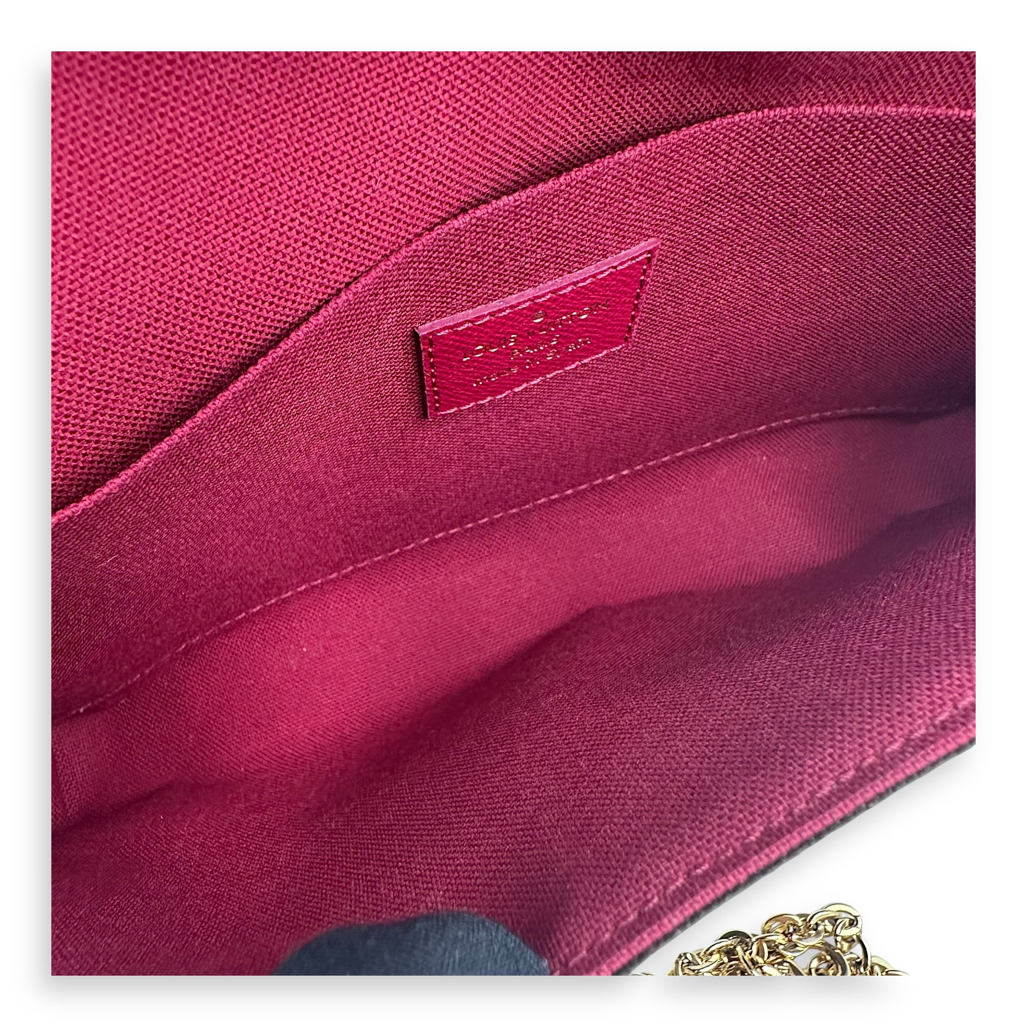 Felicie Wallet On Chain Brown in Monogram Coated Canvas, Gold hardware