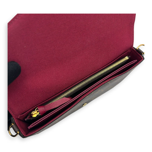 Felicie Wallet On Chain Brown in Monogram Coated Canvas, Gold hardware