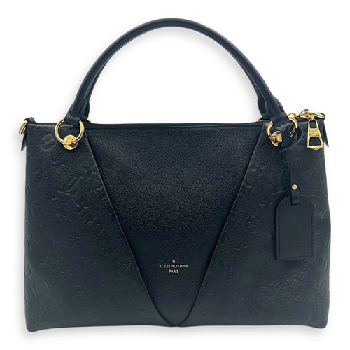 V Tote Top Handle Bag Black in Empreinte Leather, Gold hardware