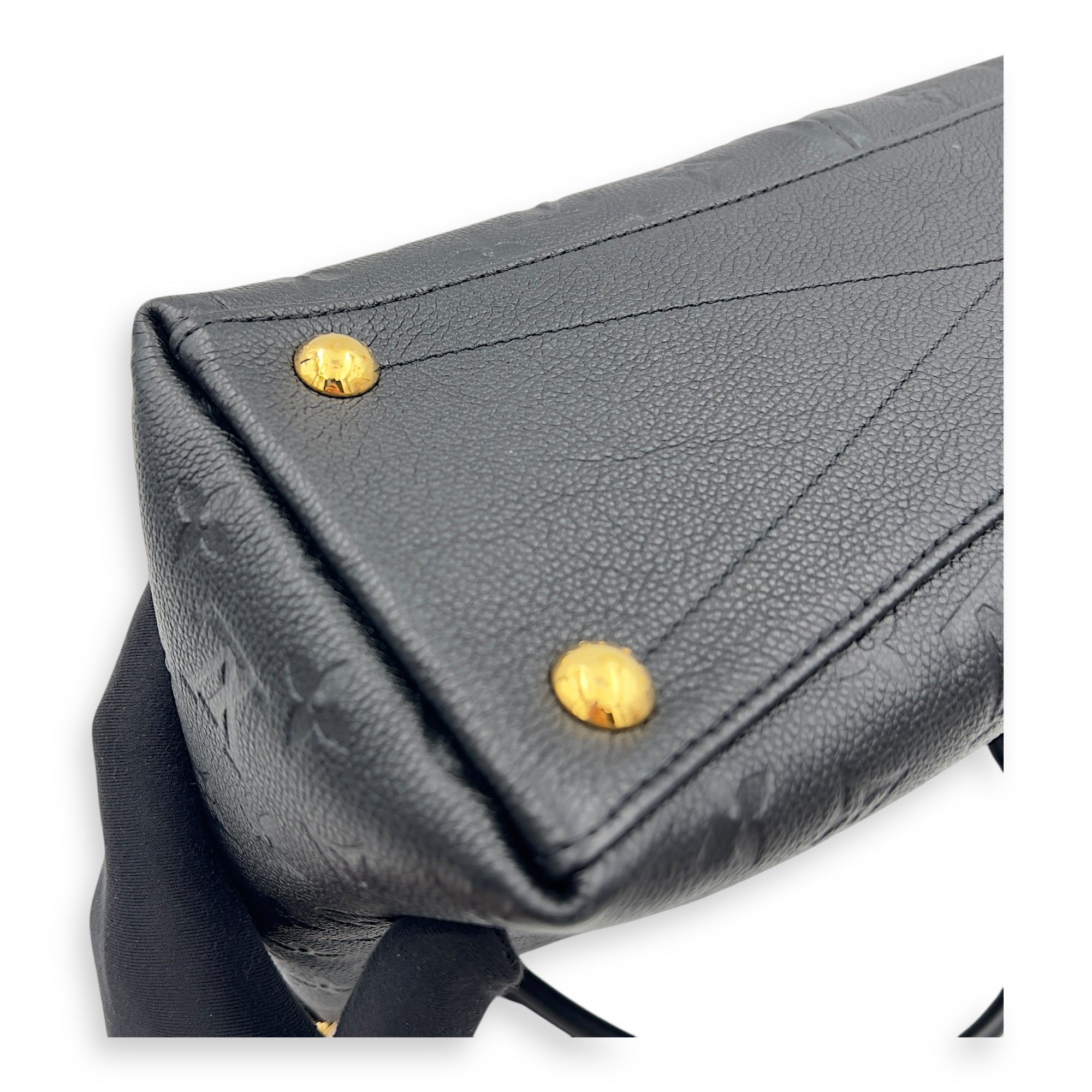 V Tote Top Handle Bag Black in Empreinte Leather, Gold hardware