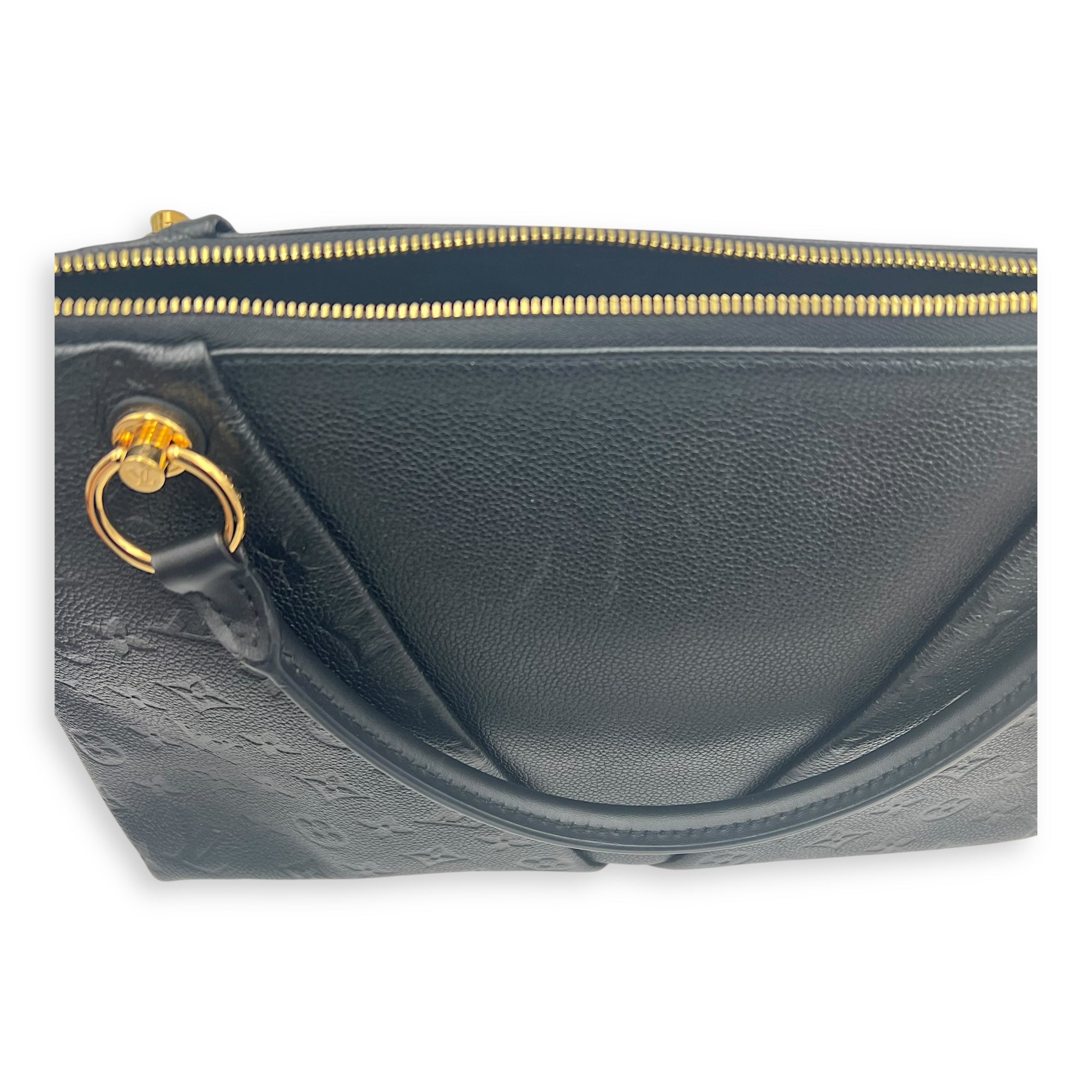 V Tote Top Handle Bag Black in Empreinte Leather, Gold hardware