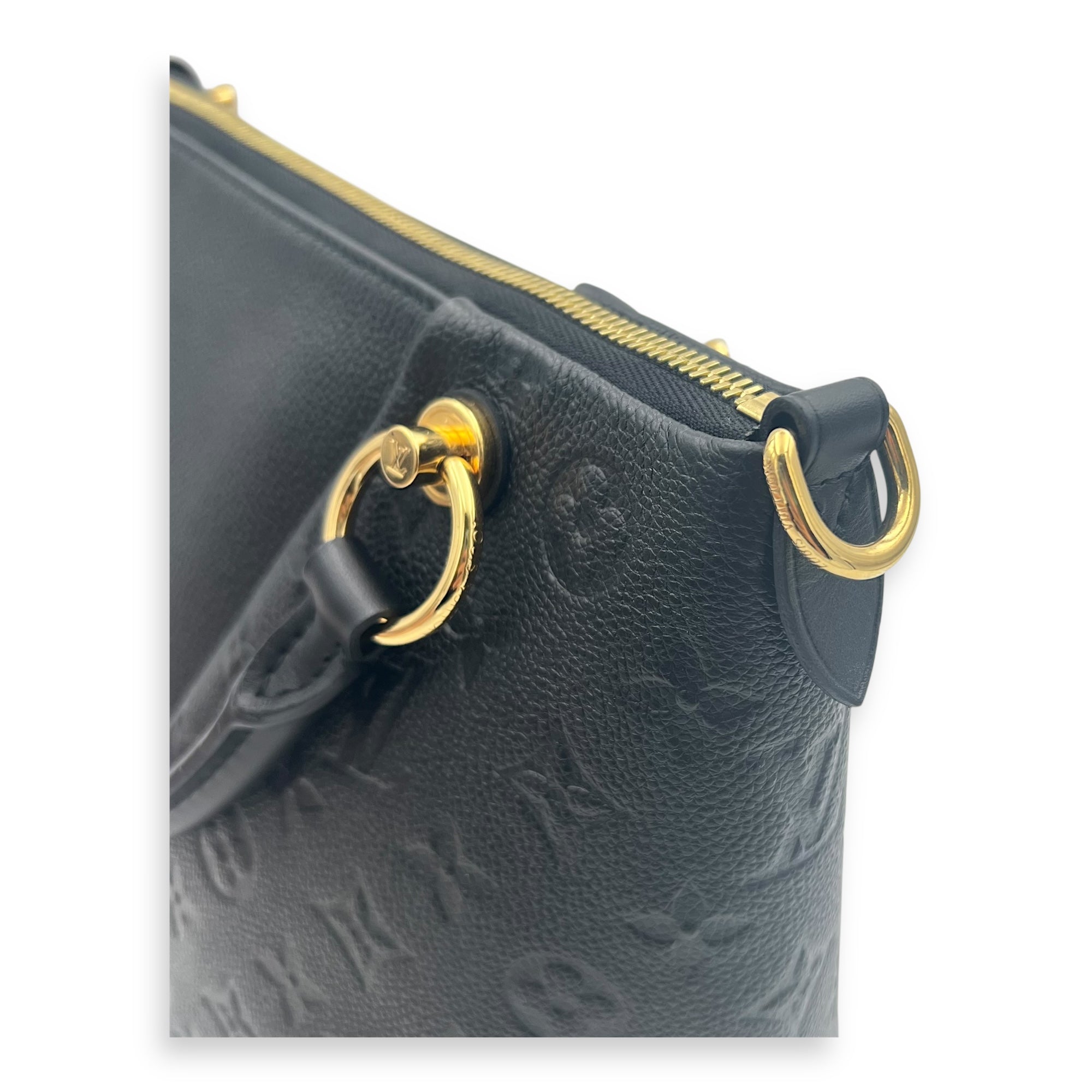 V Tote Top Handle Bag Black in Empreinte Leather, Gold hardware