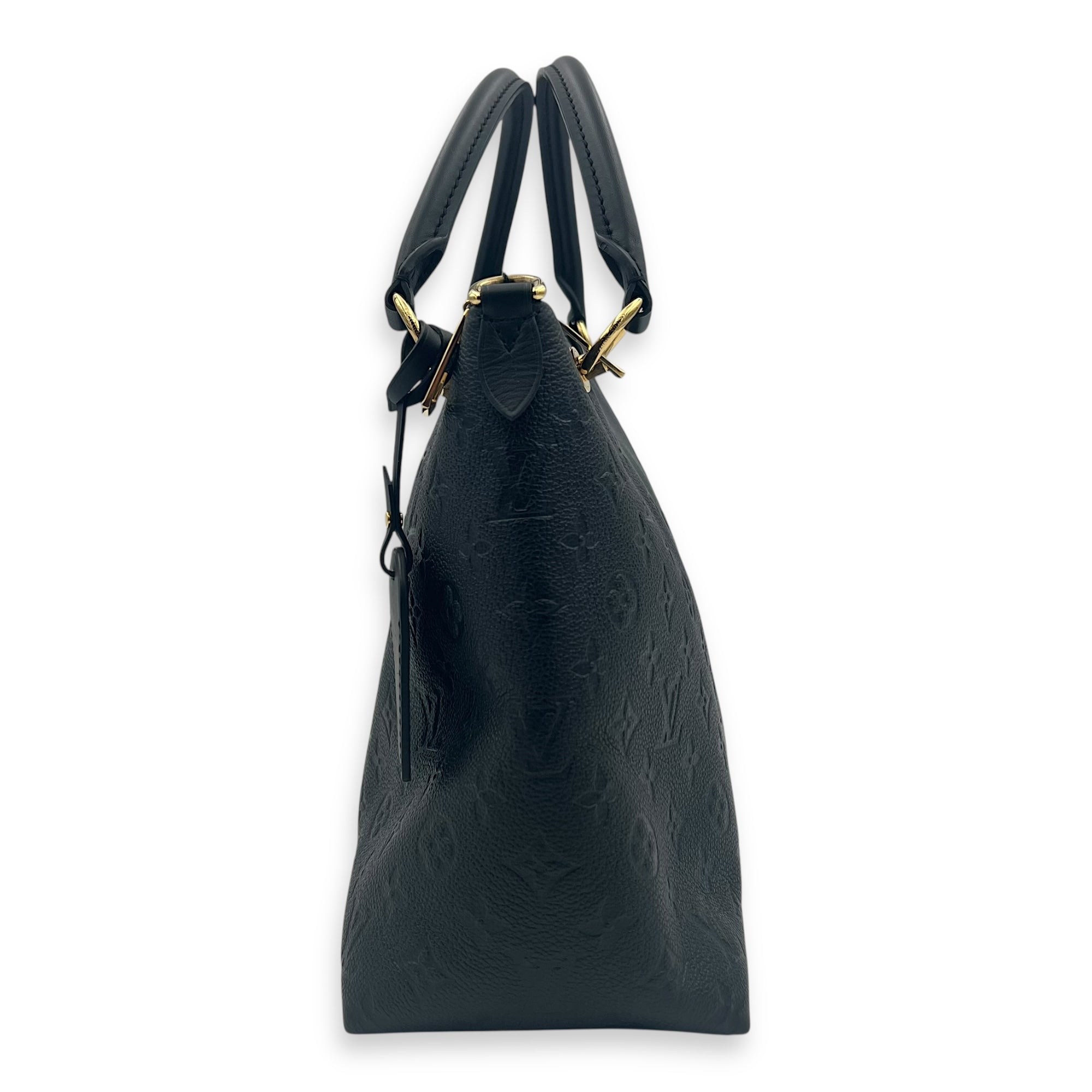 V Tote Top Handle Bag Black in Empreinte Leather, Gold hardware