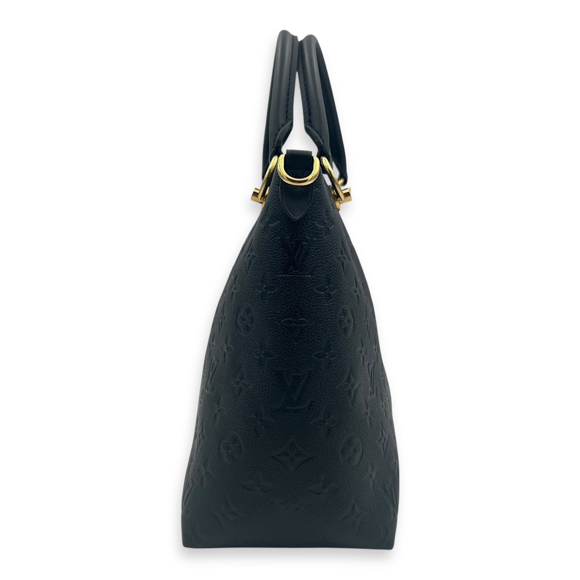V Tote Top Handle Bag Black in Empreinte Leather, Gold hardware
