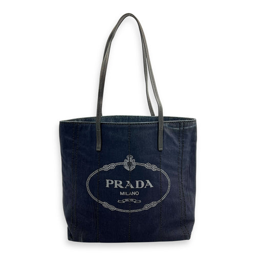 Denim Tote Bag Blue in Denim, Silver hardware