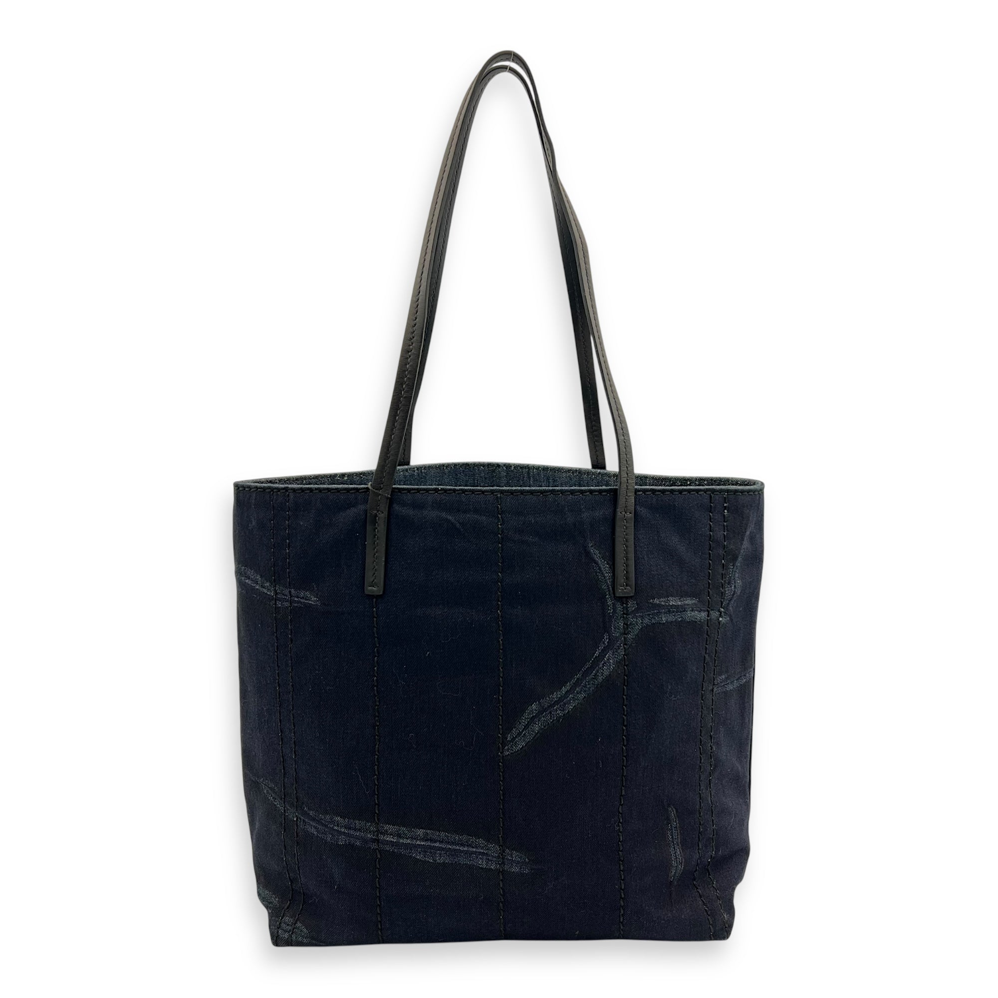 Denim Tote Bag Blue in Denim, Silver hardware
