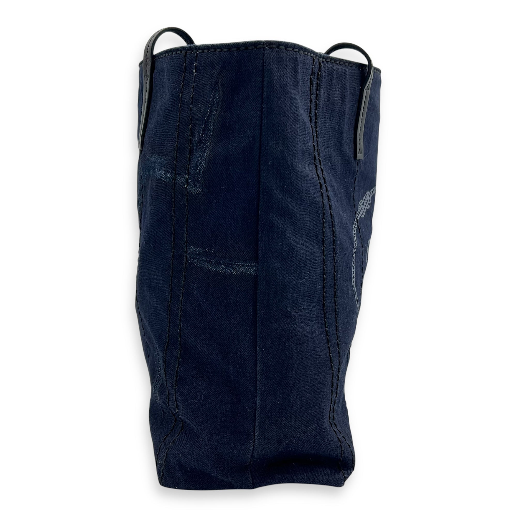 Denim Tote Bag Blue in Denim, Silver hardware