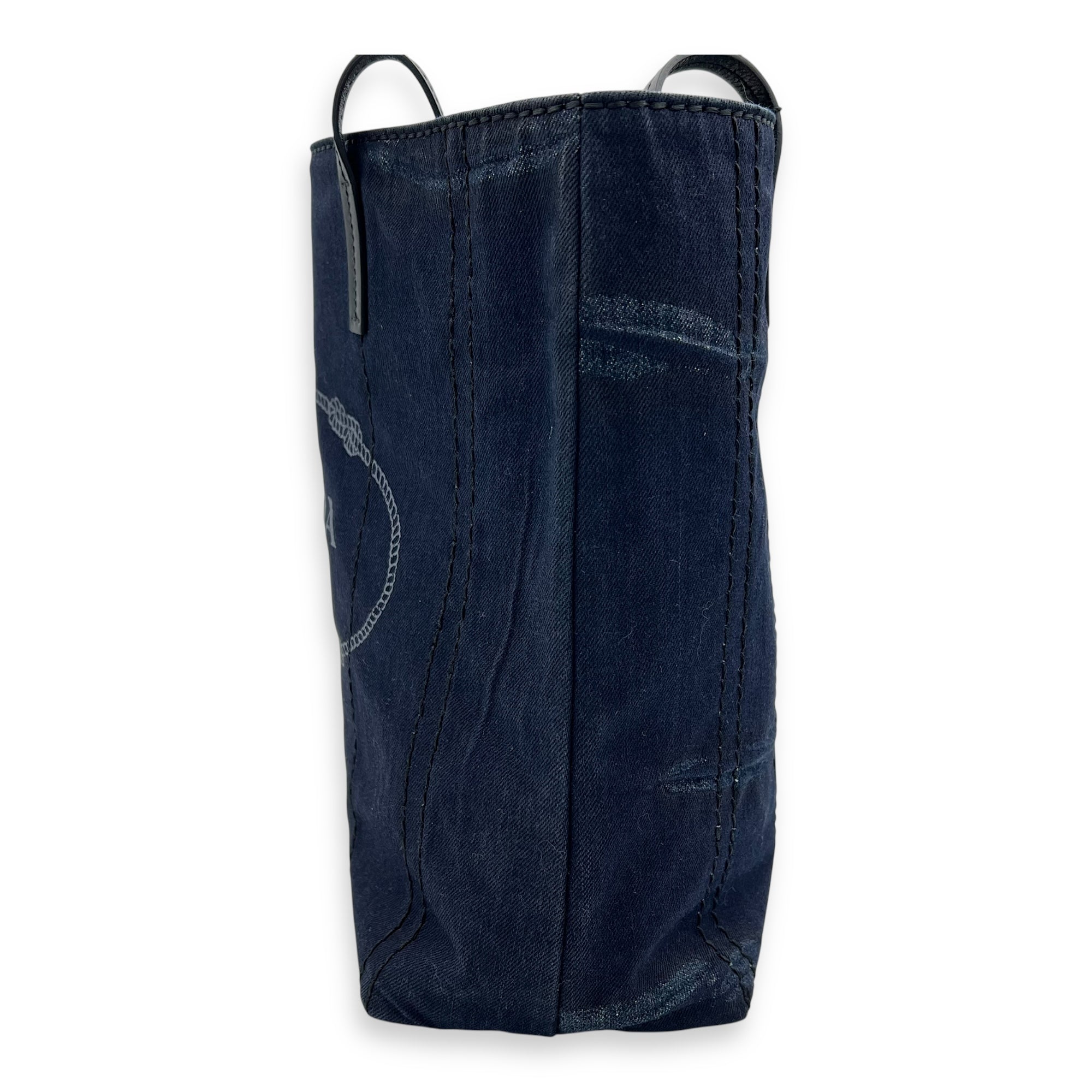 Denim Tote Bag Blue in Denim, Silver hardware