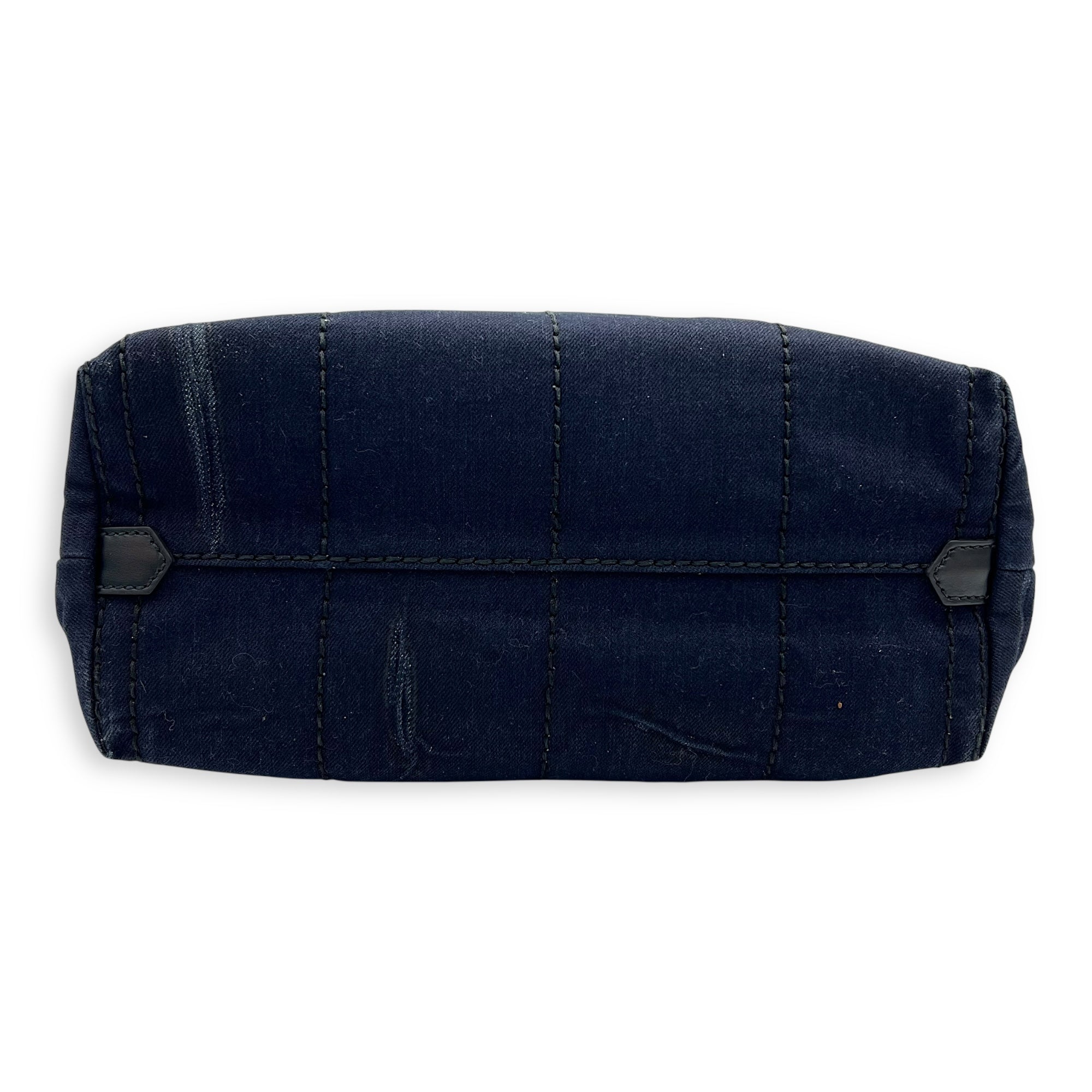 Denim Tote Bag Blue in Denim, Silver hardware