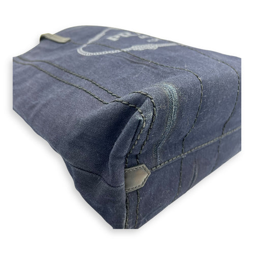 Denim Tote Bag Blue in Denim, Silver hardware