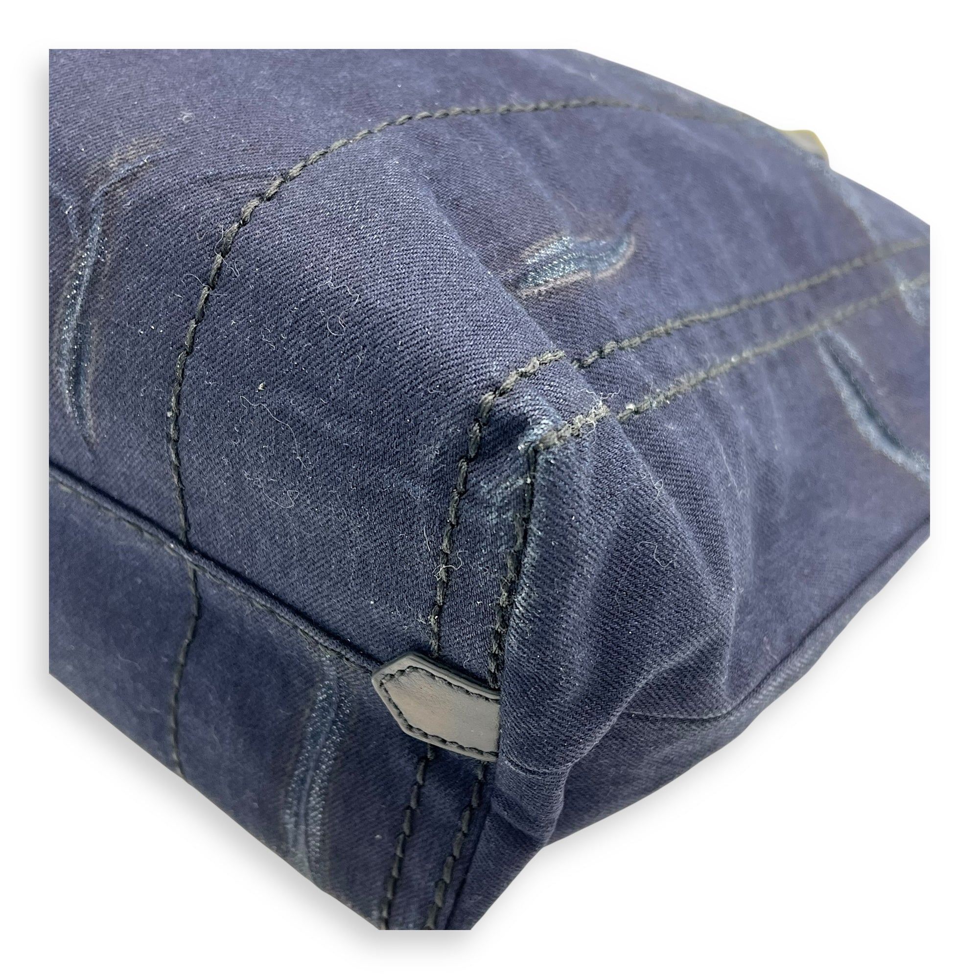 Denim Tote Bag Blue in Denim, Silver hardware