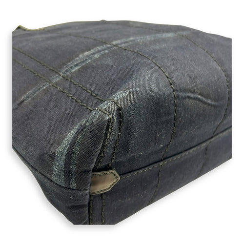 Denim Tote Bag Blue in Denim, Silver hardware