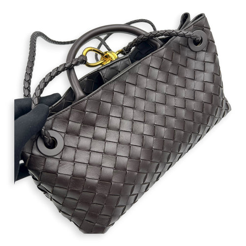 Andiamo Shoulder Bag East West Fondant in Nappa Intrecciato, Gold hardware