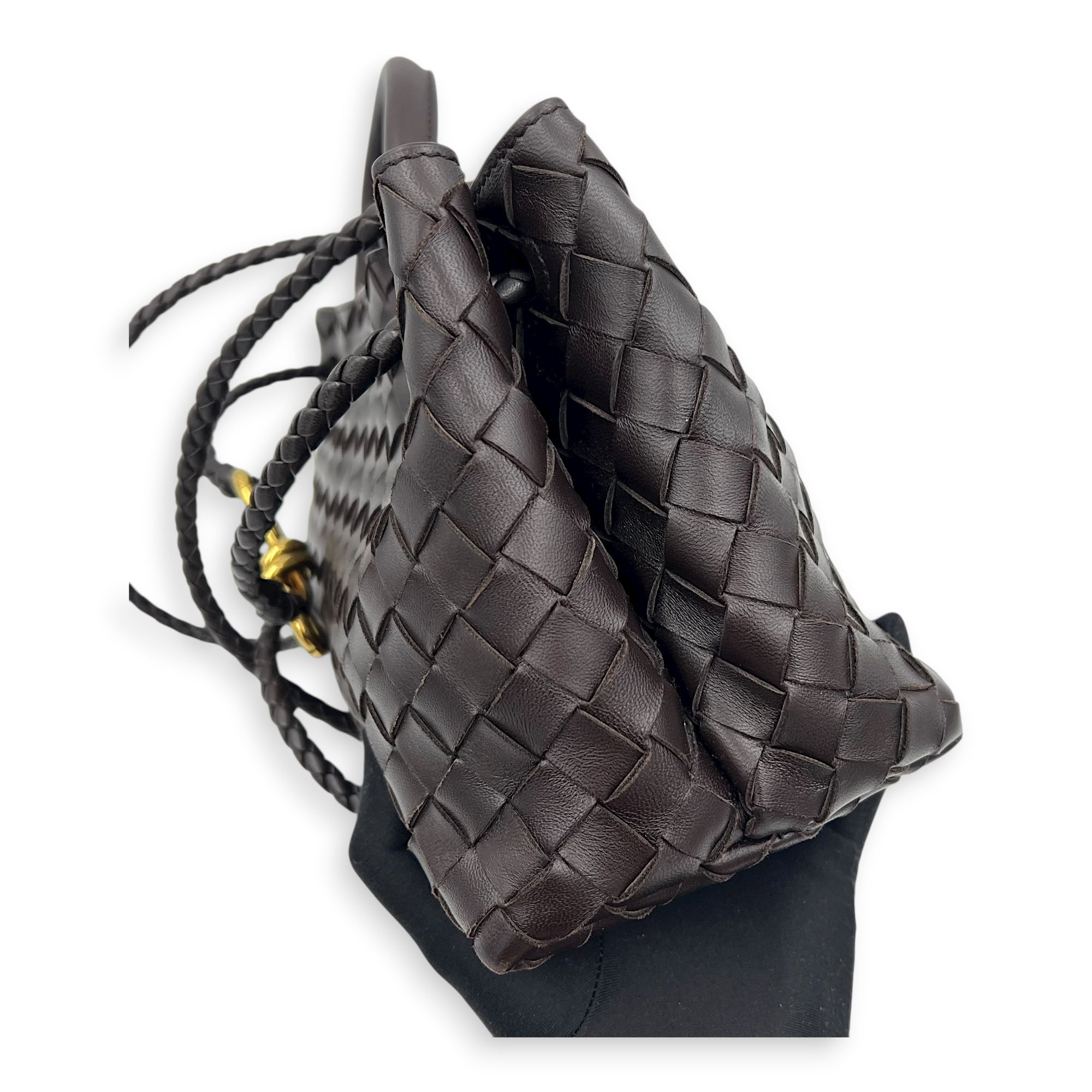 Andiamo Shoulder Bag East West Fondant in Nappa Intrecciato, Gold hardware