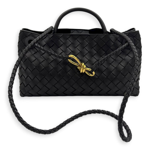 Andiamo Shoulder Bag East West Fondant in Nappa Intrecciato, Gold hardware