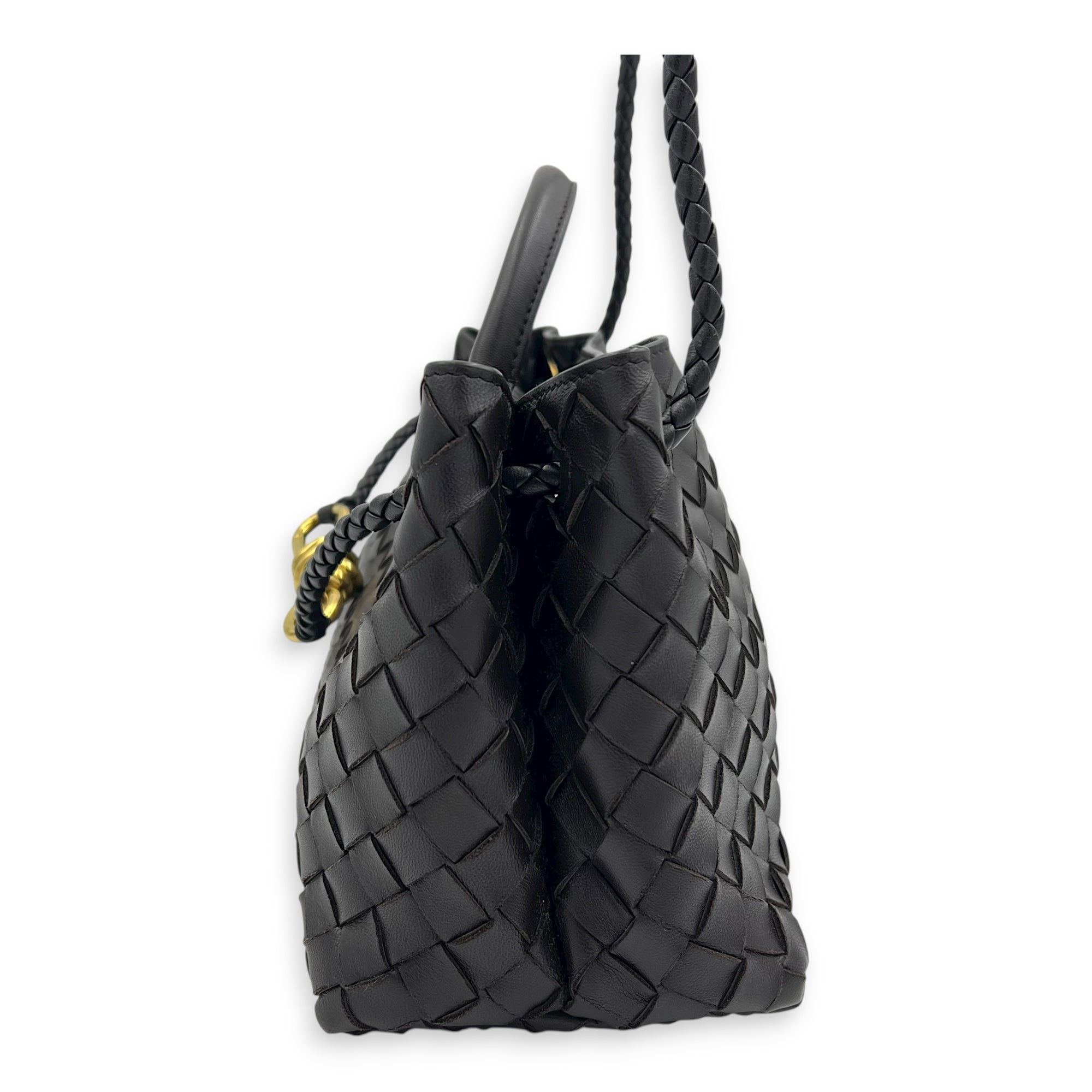 Andiamo Shoulder Bag East West Fondant in Nappa Intrecciato, Gold hardware