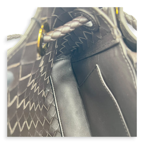 Andiamo Shoulder Bag East West Fondant in Nappa Intrecciato, Gold hardware