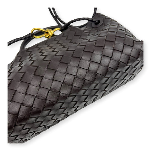 Andiamo Shoulder Bag East West Fondant in Nappa Intrecciato, Gold hardware