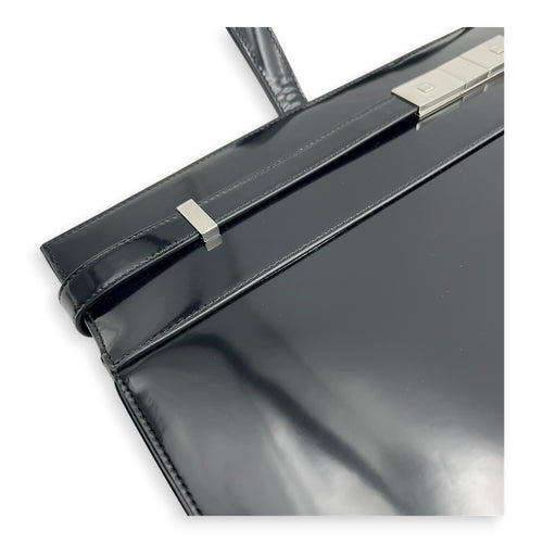 Manhattan Tote Bag Black in Patent Leather, Gold hardware