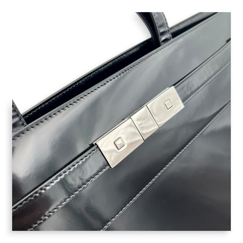 Manhattan Tote Bag Black in Patent Leather, Gold hardware