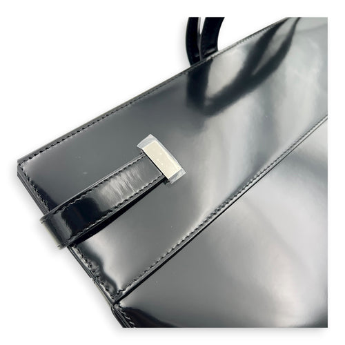 Manhattan Tote Bag Black in Patent Leather, Gold hardware