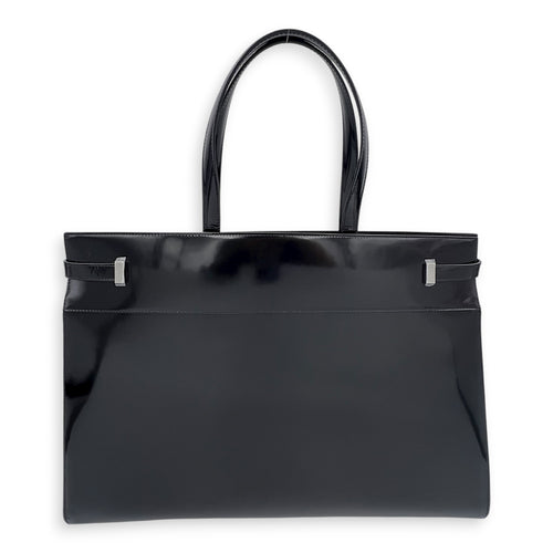 Manhattan Tote Bag Black in Patent Leather, Gold hardware