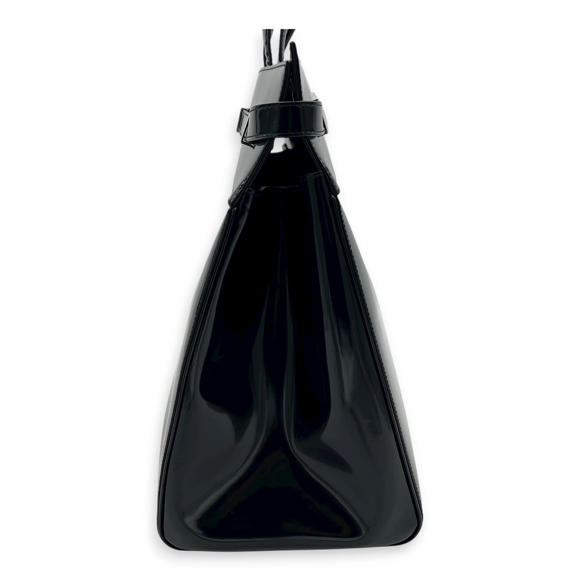 Manhattan Tote Bag Black in Patent Leather, Gold hardware