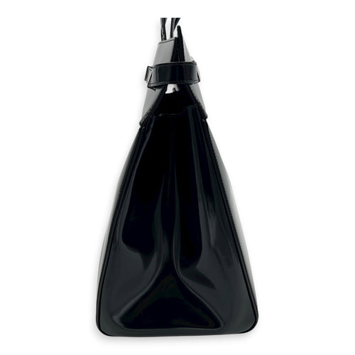 Manhattan Tote Bag Black in Patent Leather, Gold hardware