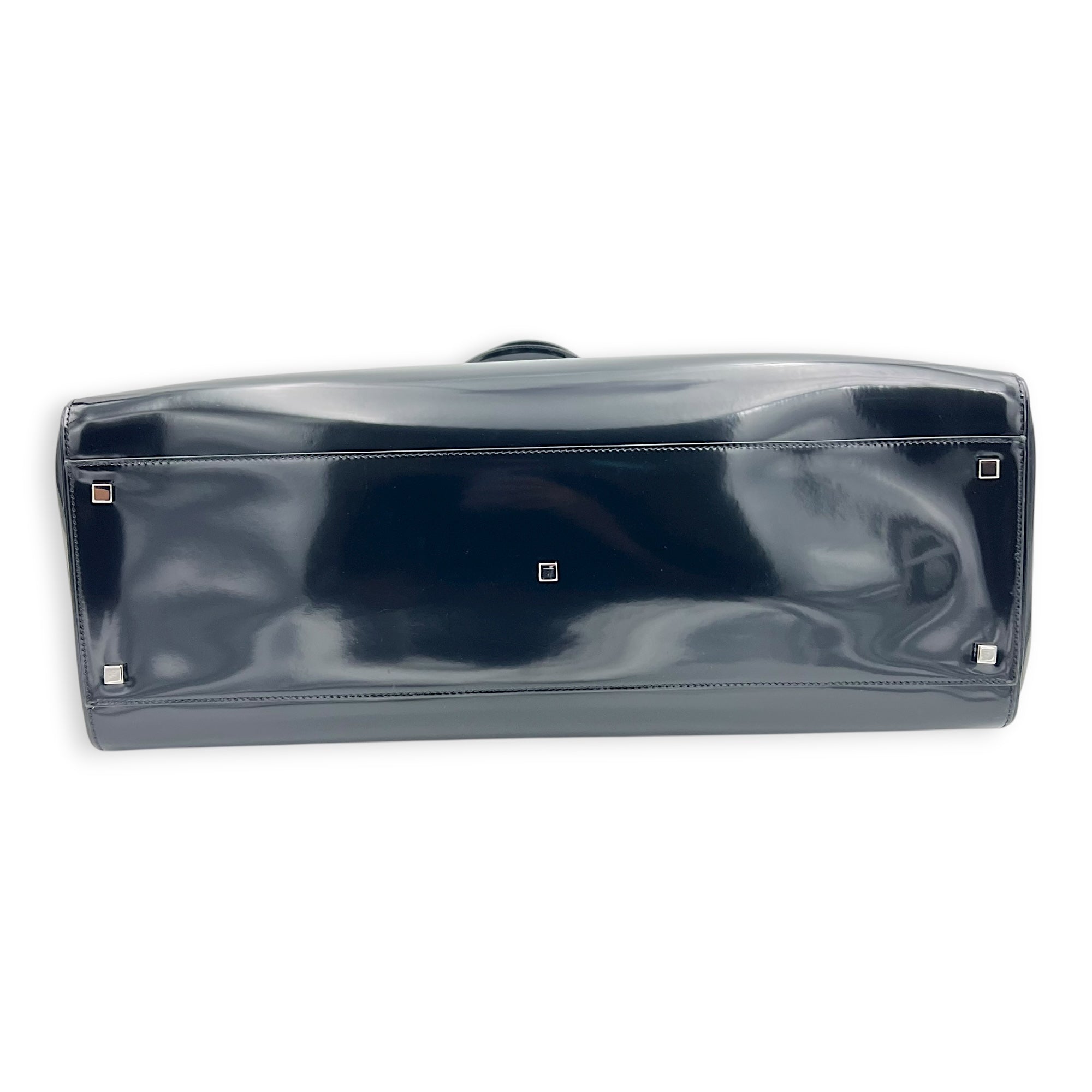 Manhattan Tote Bag Black in Patent Leather, Gold hardware