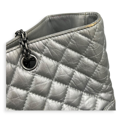 2.55 Tote Bag Grey in Calfskin, Ruthenium hardware