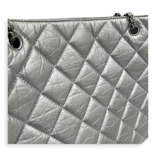 2.55 Tote Bag Grey in Calfskin, Ruthenium hardware