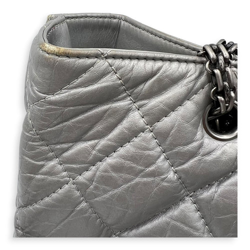 2.55 Tote Bag Grey in Calfskin, Ruthenium hardware