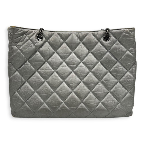 2.55 Tote Bag Grey in Calfskin, Ruthenium hardware