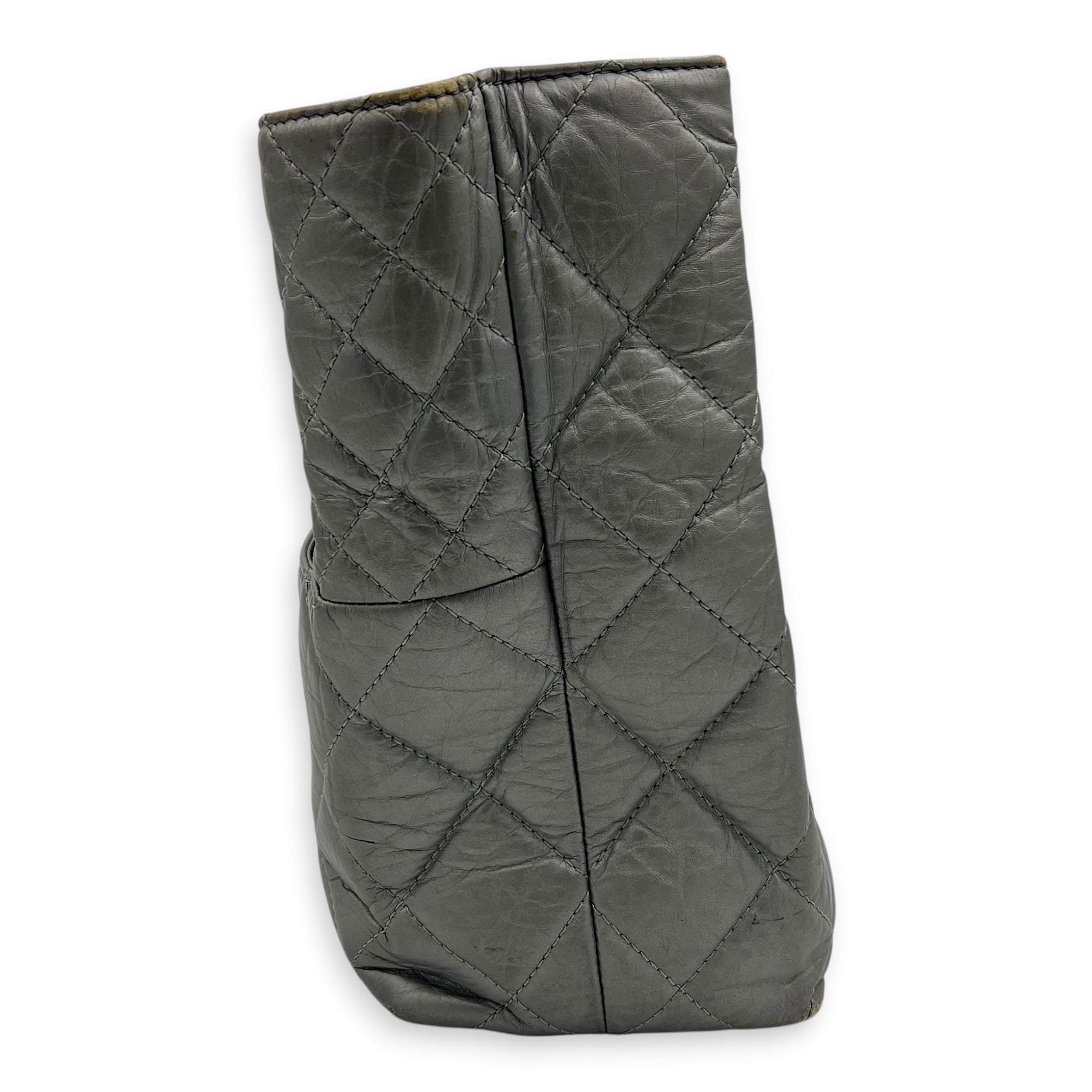 2.55 Tote Bag Grey in Calfskin, Ruthenium hardware