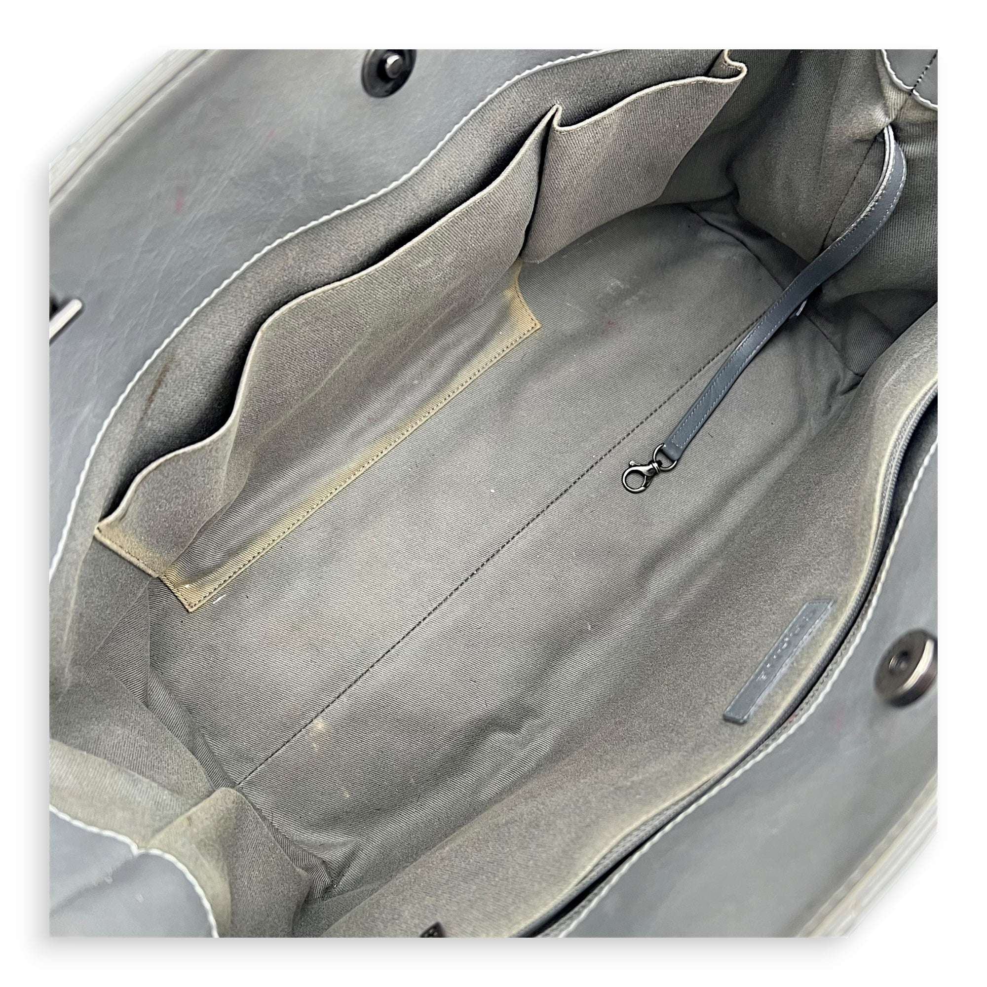 2.55 Tote Bag Grey in Calfskin, Ruthenium hardware