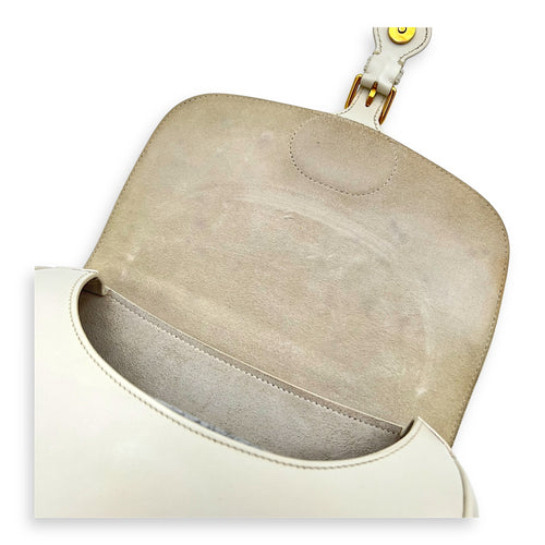 Bobby Medium White Crossbody Bag in Calfskin, Gold hardware