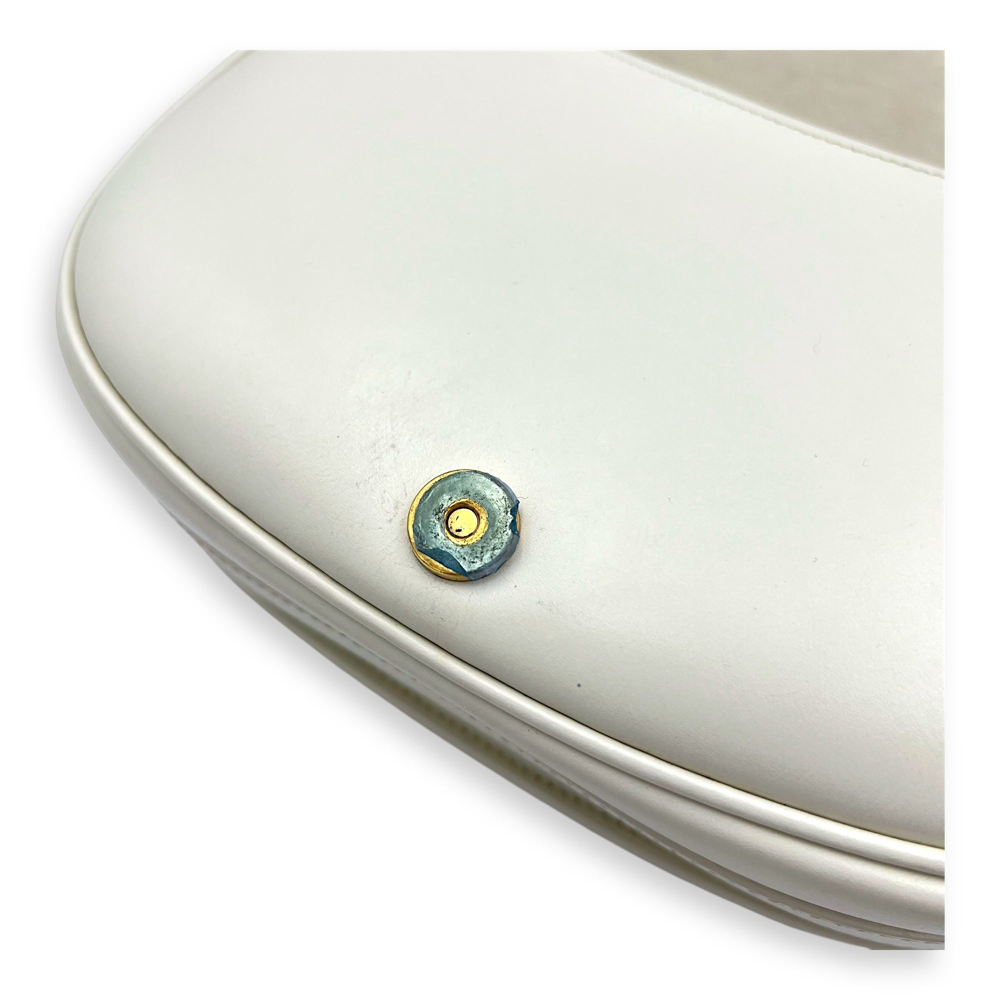 Bobby Medium White Crossbody Bag in Calfskin, Gold hardware