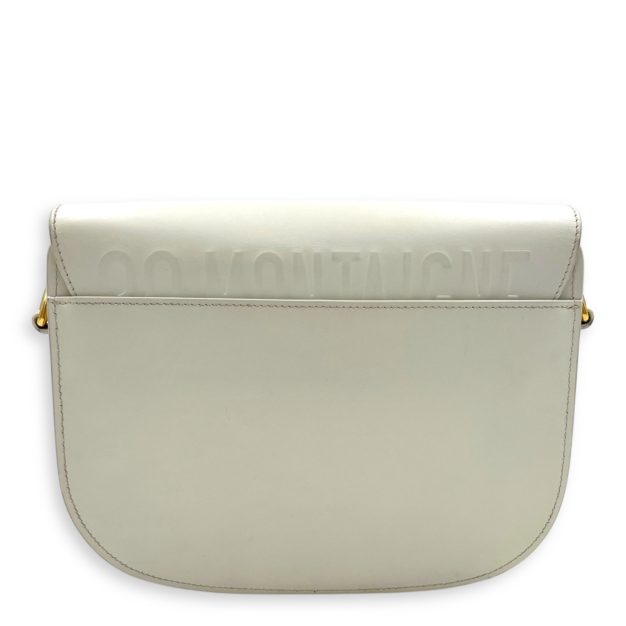 Bobby Medium White Crossbody Bag in Calfskin, Gold hardware