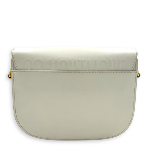 Bobby Medium White Crossbody Bag in Calfskin, Gold hardware