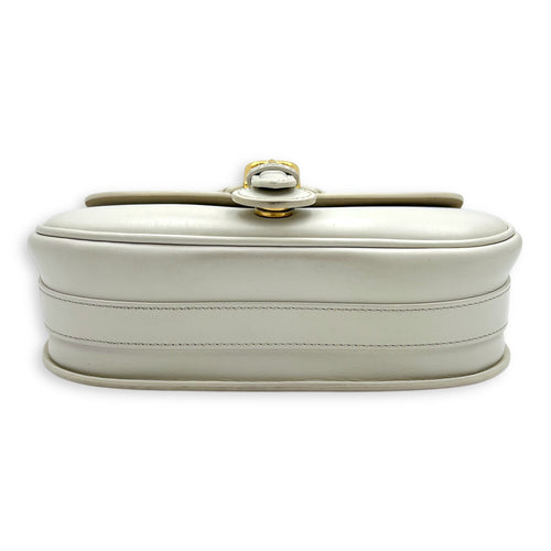 Bobby Medium White Crossbody Bag in Calfskin, Gold hardware