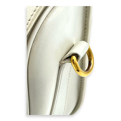 Bobby Medium White Crossbody Bag in Calfskin, Gold hardware