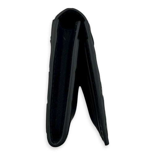 Intrecciato Long Black Wallet in Lambskin, Others hardware