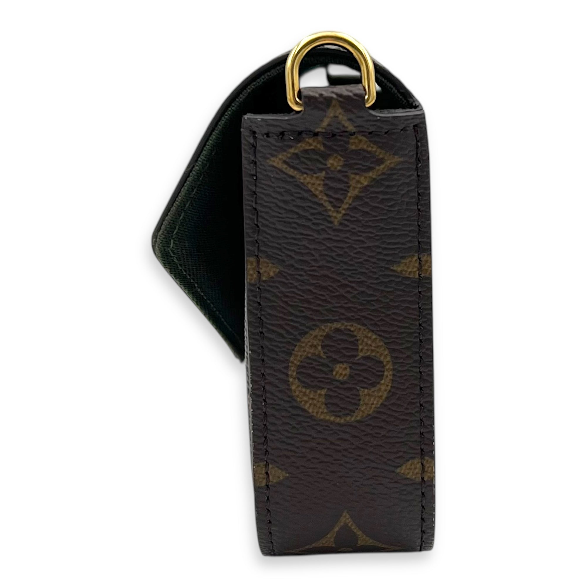 Felicie Strap To Go Wallet On Chain Brown in Monogram Coated Canvas, Gold hardware