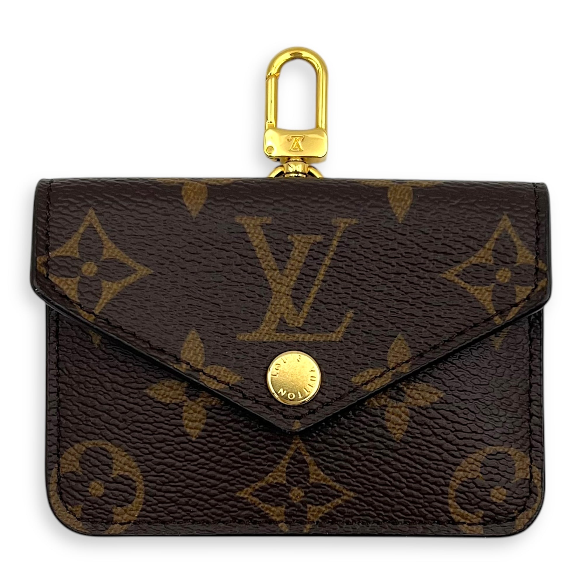 Felicie Strap To Go Wallet On Chain Brown in Monogram Coated Canvas, Gold hardware